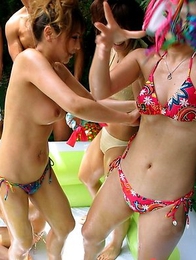 bikini; group; japanese; lesbians; outdoors; teens; 