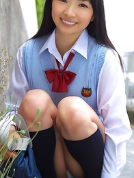 ass; japan idols; japan teens; japanese teens; outdoors; schoolgirls; solo; uniform; upskirt; 